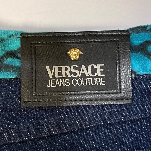 Versace Jeans Couture Blue Zebra Trim with Embroidered Flower Detail - Picture 3 of 7